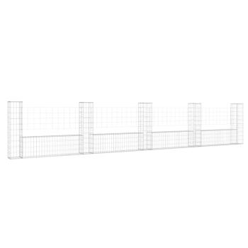 Gabionenkorb U-Form mit 5 Säulen Eisen 500x20x100 cm