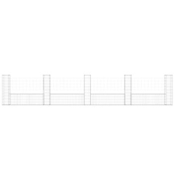 Gabionenkorb U-Form mit 5 Säulen Eisen 500x20x100 cm