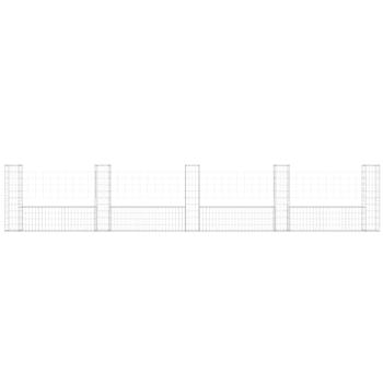Gabionenkorb U-Form mit 5 Säulen Eisen 500x20x100 cm