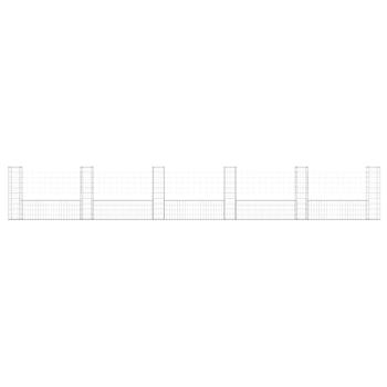 Gabionenkorb U-Form mit 6 Säulen Eisen 620x20x100 cm