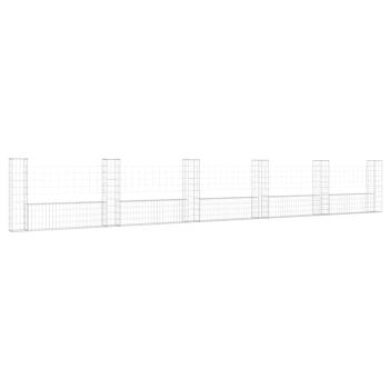 Gabionenkorb U-Form mit 6 Säulen Eisen 620x20x100 cm