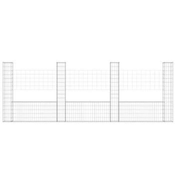 Gabionenkorb U-Form mit 4 Säulen Eisen 380x20x150 cm