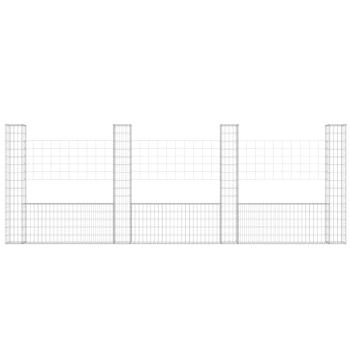 Gabionenkorb U-Form mit 4 Säulen Eisen 380x20x150 cm