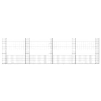 Gabionenkorb U-Form mit 5 Säulen Eisen 500x20x150 cm