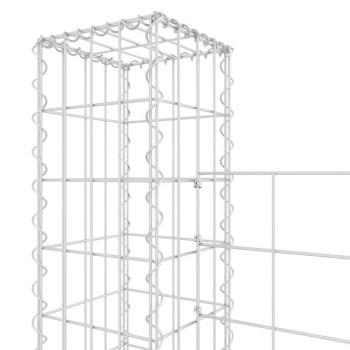 Gabionenkorb U-Form mit 5 Säulen Eisen 500x20x150 cm