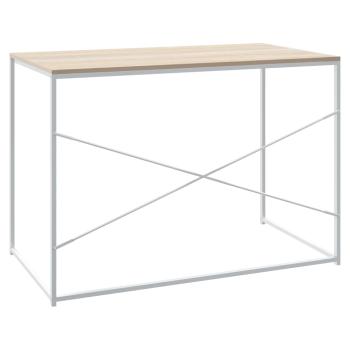 Computertisch Weiß und Eiche-Optik 110x60x70 cm Holzwerkstoff