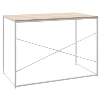 Computertisch Weiß und Eiche-Optik 110x60x70 cm Holzwerkstoff