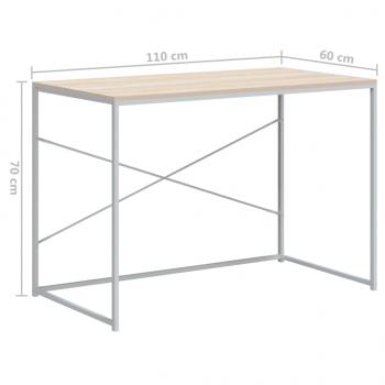 Computertisch Weiß und Eiche-Optik 110x60x70 cm Holzwerkstoff