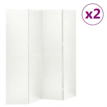 ARDEBO.de - 4-tlg. Raumteiler 2 Stk. Weiß 160x180 cm Stahl