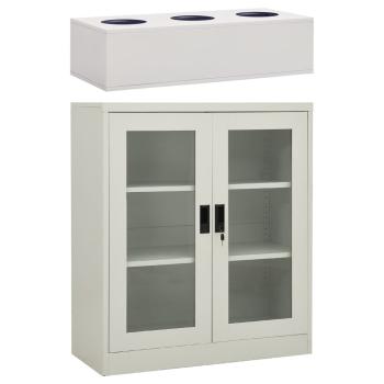 ARDEBO.de - Büroschrank mit Pflanzkasten Hellgrau 90x40x128 cm Stahl
