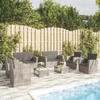 ARDEBO.de - 8-tlg. Garten-Lounge-Set mit Kissen Poly Rattan Grau