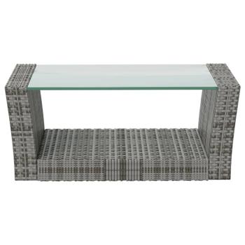 8-tlg. Garten-Lounge-Set mit Kissen Poly Rattan Grau