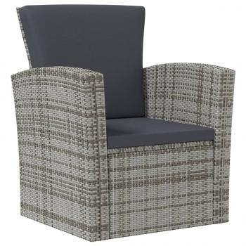 8-tlg. Garten-Lounge-Set mit Kissen Poly Rattan Grau