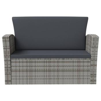 8-tlg. Garten-Lounge-Set mit Kissen Poly Rattan Grau
