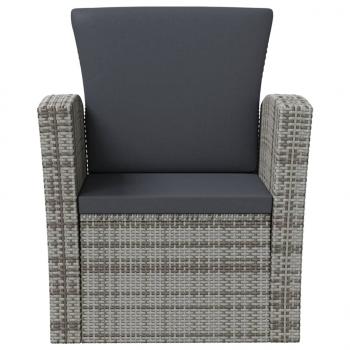 8-tlg. Garten-Lounge-Set mit Kissen Poly Rattan Grau