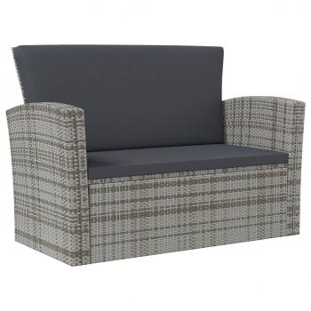 8-tlg. Garten-Lounge-Set mit Kissen Poly Rattan Grau
