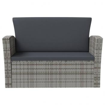 8-tlg. Garten-Lounge-Set mit Kissen Poly Rattan Grau