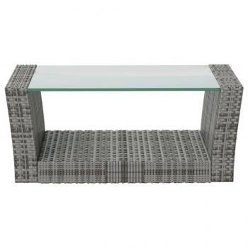 8-tlg. Garten-Lounge-Set mit Kissen Poly Rattan Grau