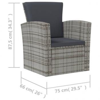 8-tlg. Garten-Lounge-Set mit Kissen Poly Rattan Grau