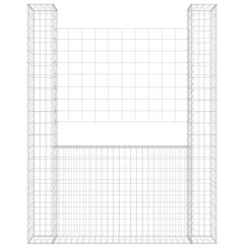 Gabionenkorb U-Form mit 2 Säulen Eisen 140x20x200 cm