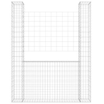 Gabionenkorb U-Form mit 2 Säulen Eisen 140x20x200 cm