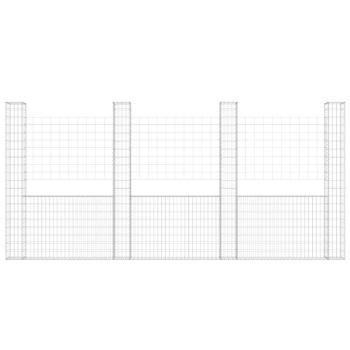 Gabionenkorb U-Form mit 4 Säulen Eisen 380x20x200 cm