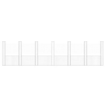 Gabionenkorb U-Form mit 7 Säulen Eisen 740x20x200 cm