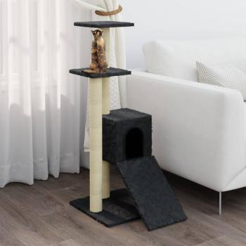 ARDEBO.de - Kratzbaum mit Sisal-Kratzsäulen Dunkelgrau 92 cm