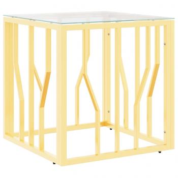 Couchtisch Golden 50x50x50 cm Edelstahl und Glas