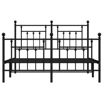 Bettgestell mit Kopf- und Fußteil Metall Schwarz 150x200 cm