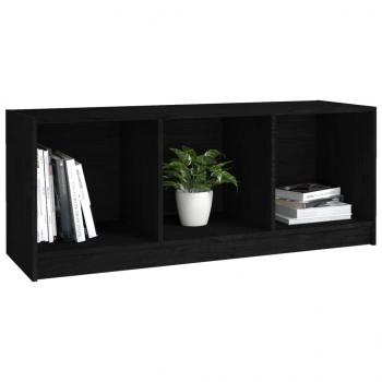 TV-Schrank Schwarz 104x33x41 cm Massivholz Kiefer