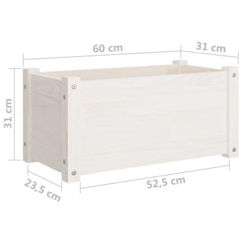 ARDEBO.de - Pflanzkübel 2 Stk. Weiß 60x31x31 cm Massivholz Kiefer