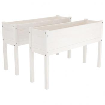 Pflanzkübel 2 Stk. Weiß 110x31x70 cm Massivholz Kiefer
