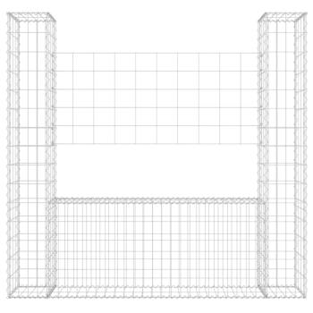 Gabionenkorb U-Form mit 2 Säulen Eisen 140x20x150 cm