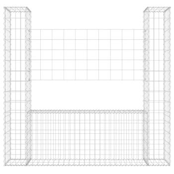 Gabionenkorb U-Form mit 2 Säulen Eisen 140x20x150 cm