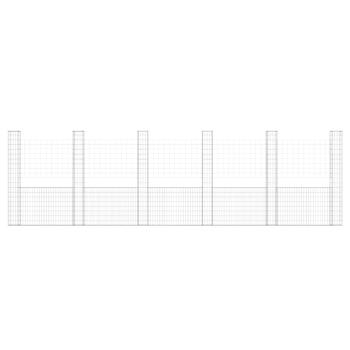 Gabionenkorb U-Form mit 6 Säulen Eisen 620x20x200 cm
