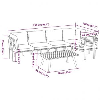 6-tlg. Garten-Lounge-Set mit Kissen Massivholz Akazie