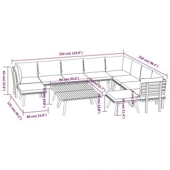 12-tlg. Garten-Lounge-Set mit Kissen Massivholz Akazie