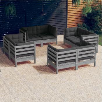 ARDEBO.de - 8-tlg. Garten-Lounge-Set mit Anthrazit Kissen Kiefernholz