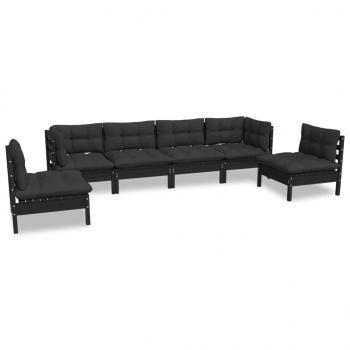 6-tlg. Garten-Lounge-Set mit Kissen Kiefer Massivholz