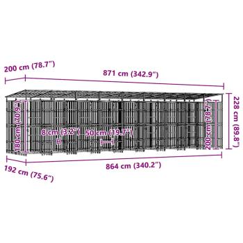 Outdoor-Hundezwinger Stahl 16,59 m²