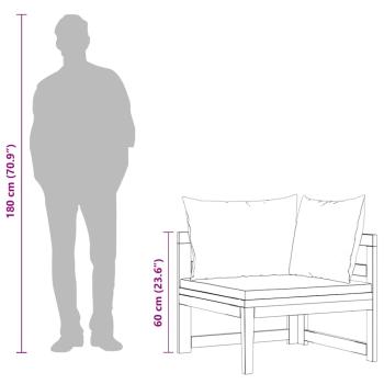 Ecksofa mit Dunkelgrauen Kissen Massivholz Akazie