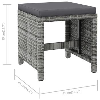 4-tlg. Gartenstuhl und Hocker Set Poly Rattan Grau