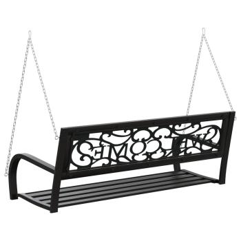 Hollywoodschaukel 125 cm Stahl und Kunststoff Schwarz
