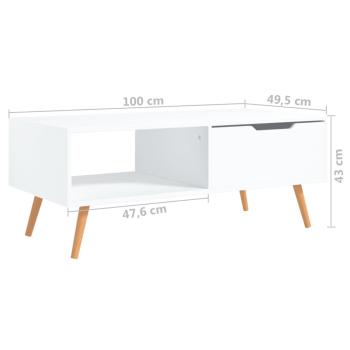 ARDEBO.de - Couchtisch Weiß 100x49,5x43 cm Holzwerkstoff