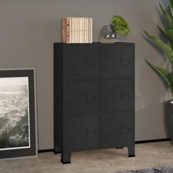 ARDEBO.de - Lagerschrank Industrial Schwarz 75x40x115 cm Metall