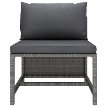 5-tlg. Garten-Lounge-Set mit Kissen Poly Rattan Grau