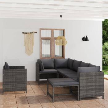 ARDEBO.de - 7-tlg. Garten-Lounge-Set mit Kissen Poly Rattan Grau