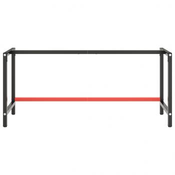Werkbankgestell Mattschwarz und Mattrot 180x57x79 cm Metall