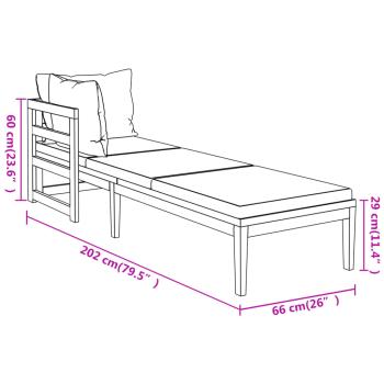 Sonnenliegen mit Cremeweißen Kissen 2 Stk. Akazienholz